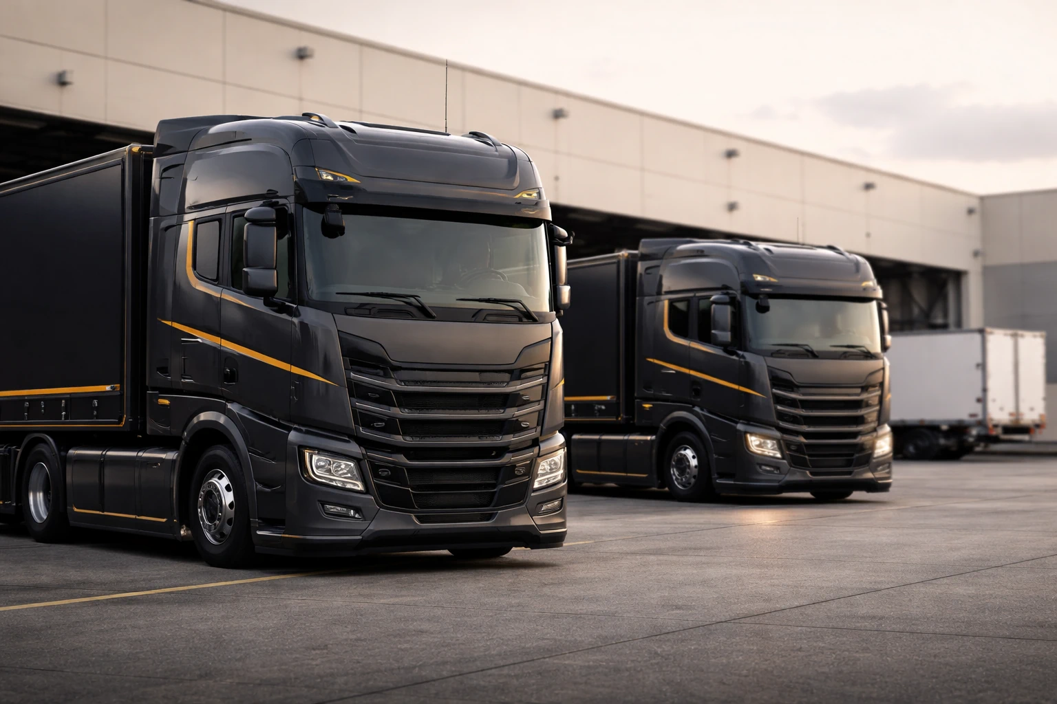 International vehicle management – truck fleet at logistics base